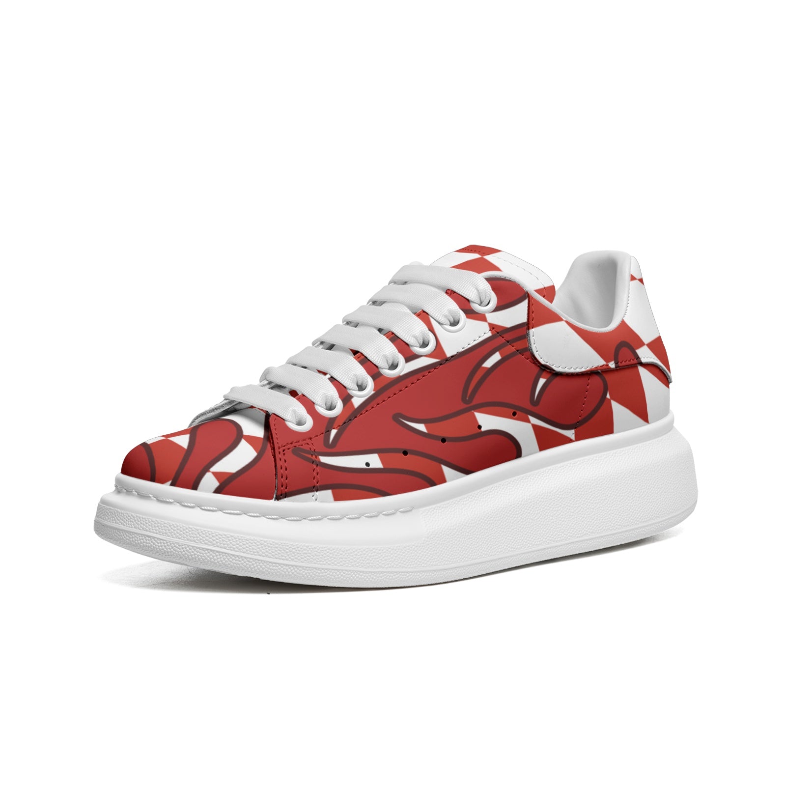 Unisex Non Slip Lace Up Faux Leather Sneakers