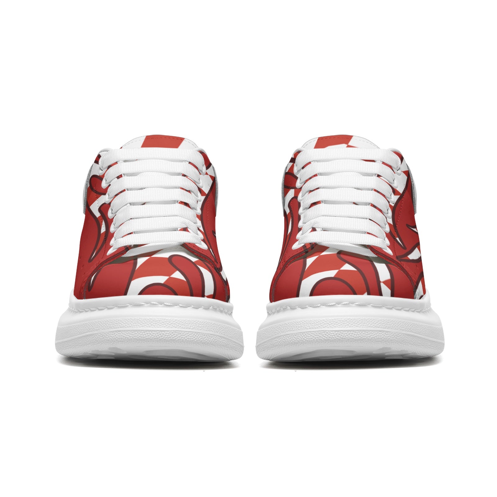 Unisex Non Slip Lace Up Faux Leather Sneakers