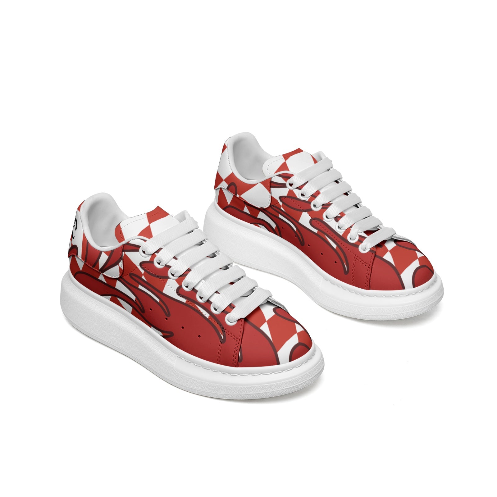 Unisex Non Slip Lace Up Faux Leather Sneakers