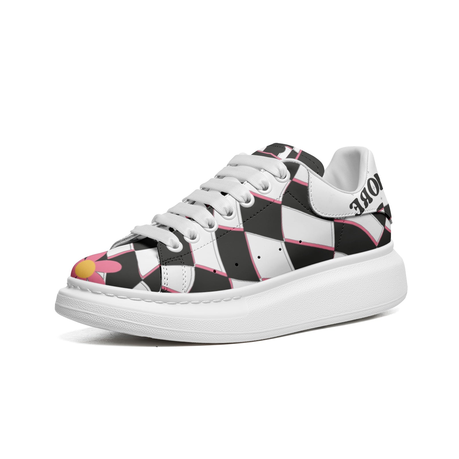 Unisex Non Slip Lace Up Faux Leather Sneakers