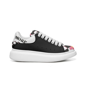 Unisex Non Slip Lace Up Faux Leather Sneakers