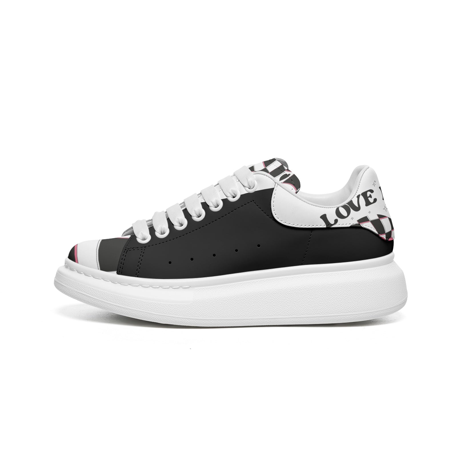Unisex Non Slip Lace Up Faux Leather Sneakers