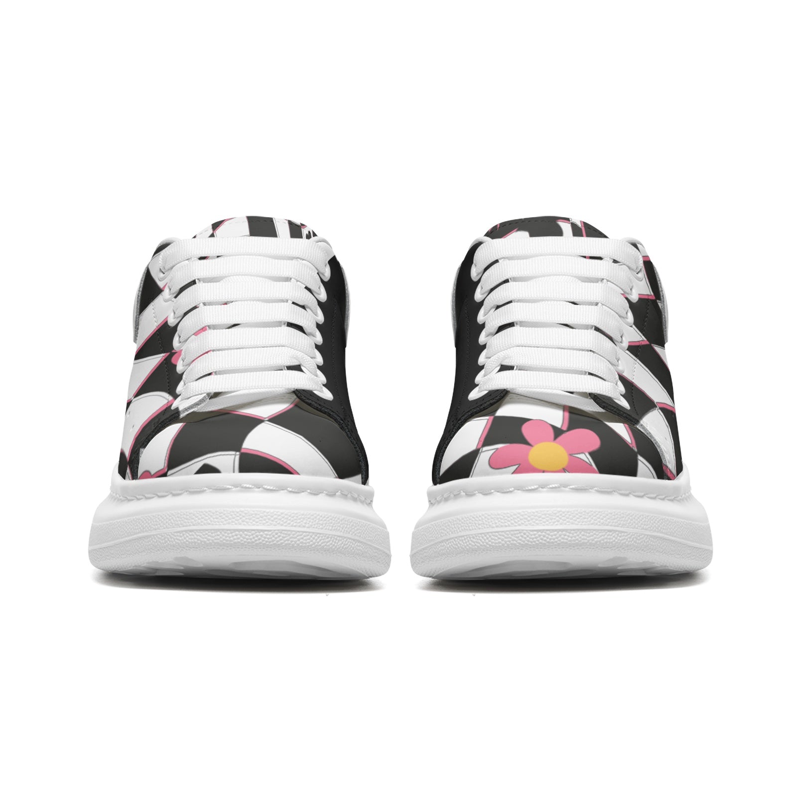 Unisex Non Slip Lace Up Faux Leather Sneakers