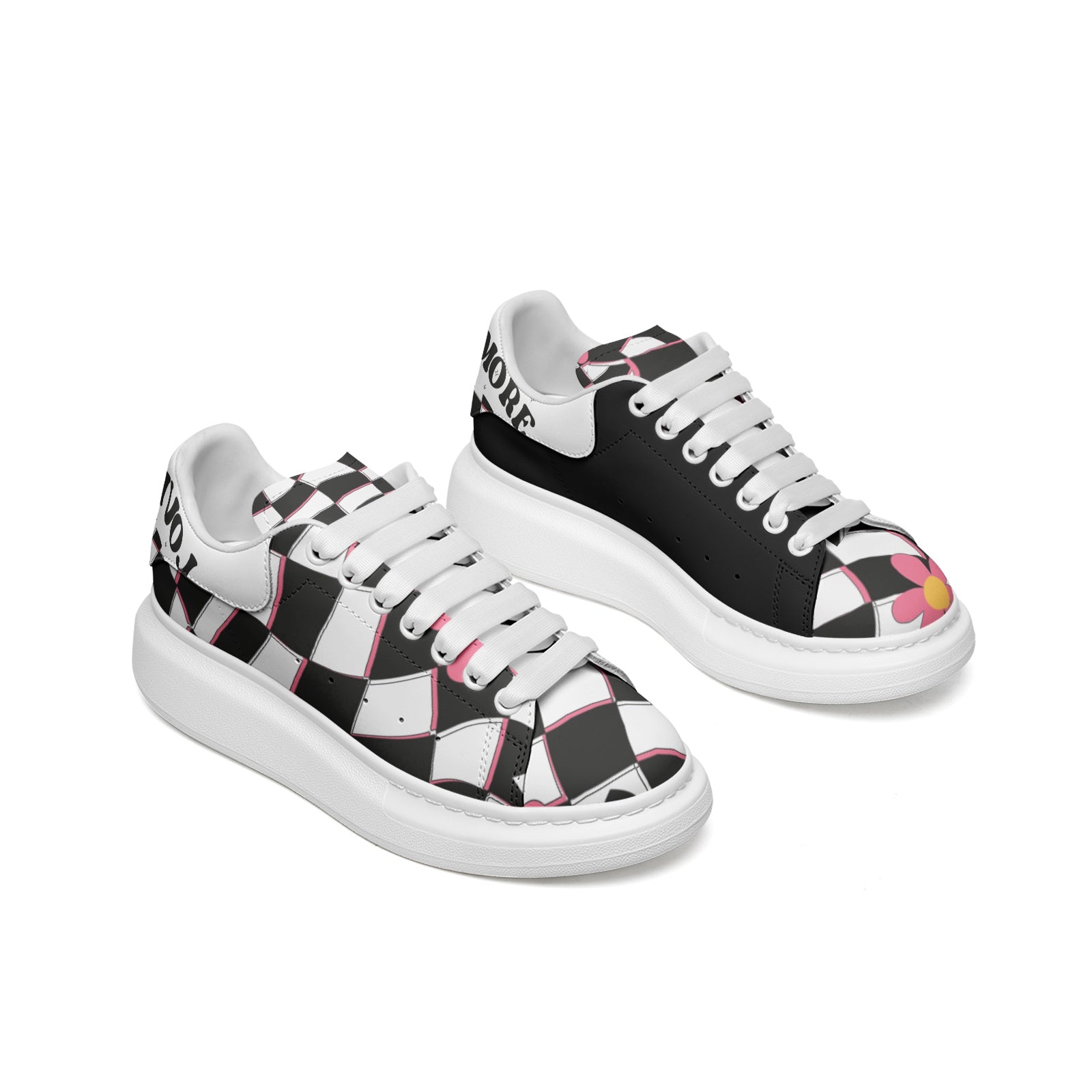 Unisex Non Slip Lace Up Faux Leather Sneakers