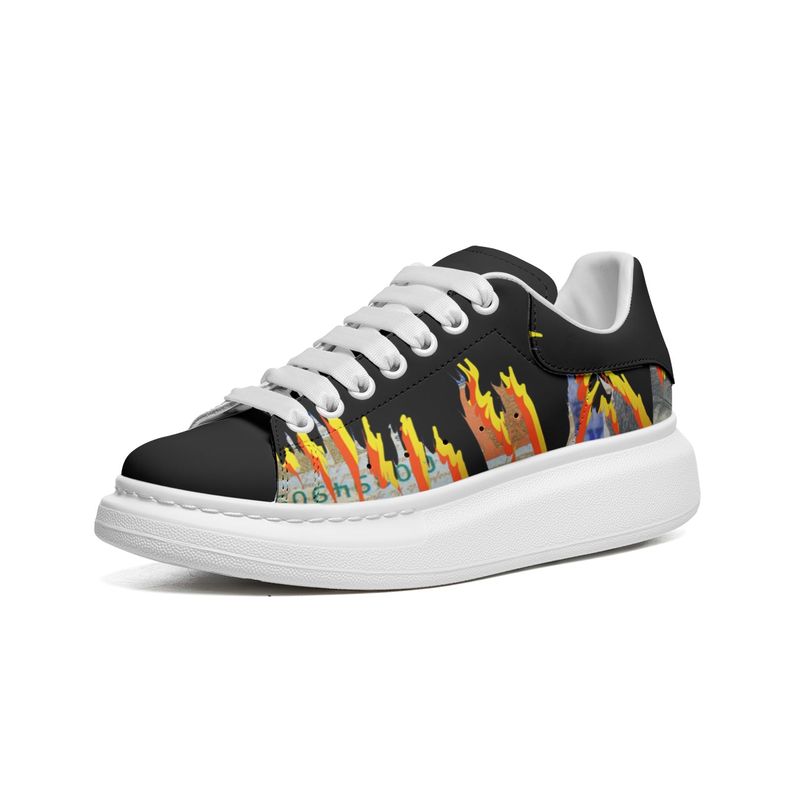 Unisex Non Slip Lace Up Faux Leather Sneakers