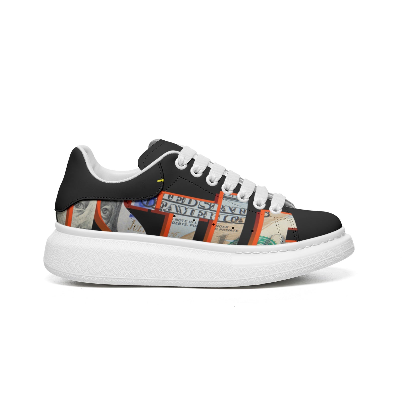 Unisex Non Slip Lace Up Faux Leather Sneakers