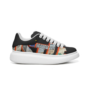 Unisex Non Slip Lace Up Faux Leather Sneakers