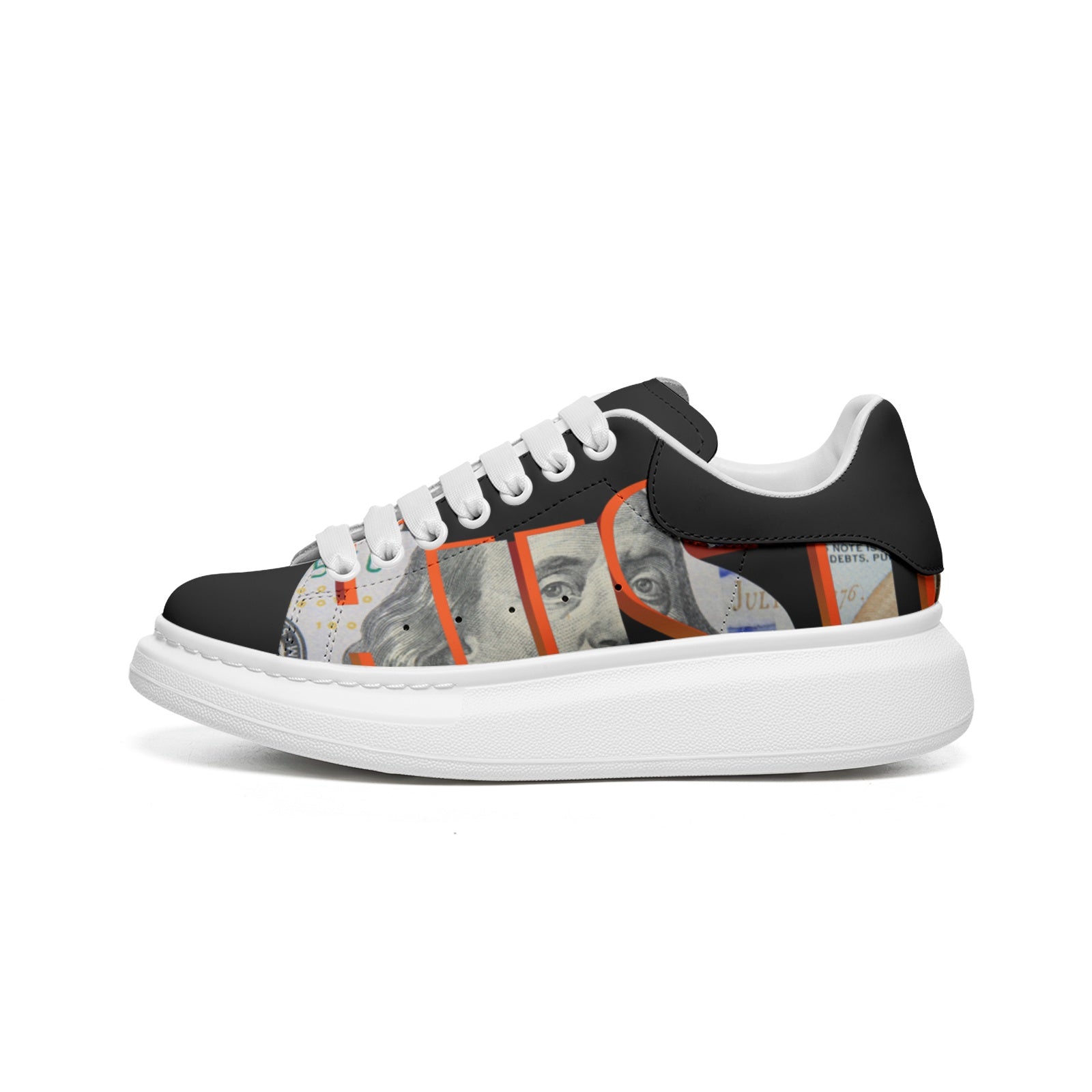 Unisex Non Slip Lace Up Faux Leather Sneakers