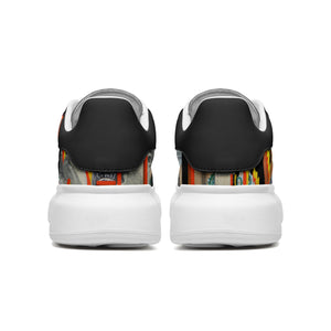 Unisex Non Slip Lace Up Faux Leather Sneakers