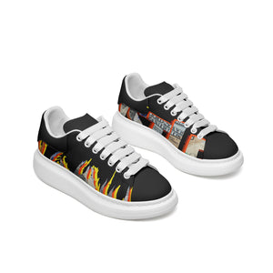 Unisex Non Slip Lace Up Faux Leather Sneakers