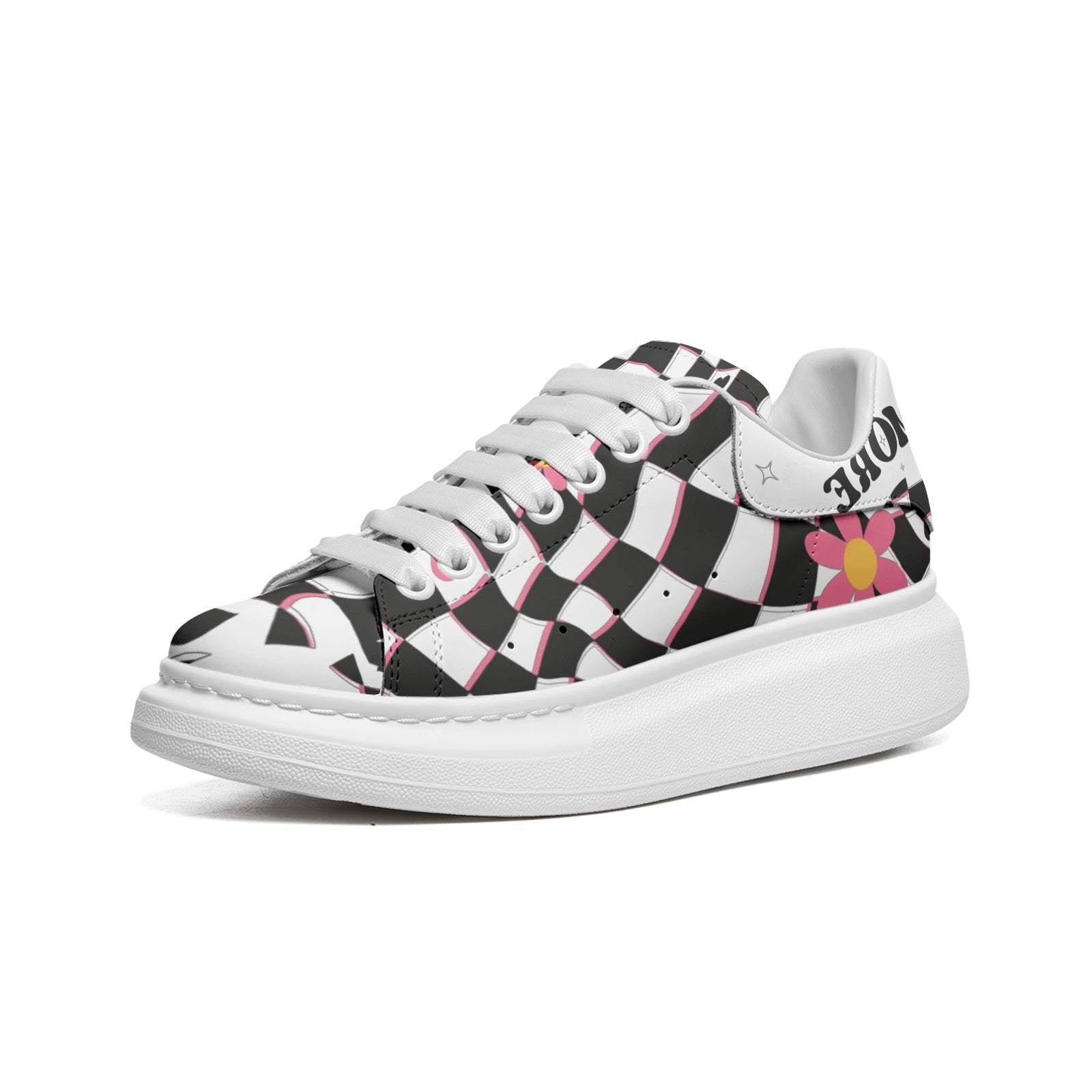 Unisex Non Slip Lace Up Faux Leather Sneakers