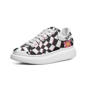 Unisex Non Slip Lace Up Faux Leather Sneakers