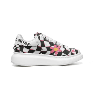 Unisex Non Slip Lace Up Faux Leather Sneakers
