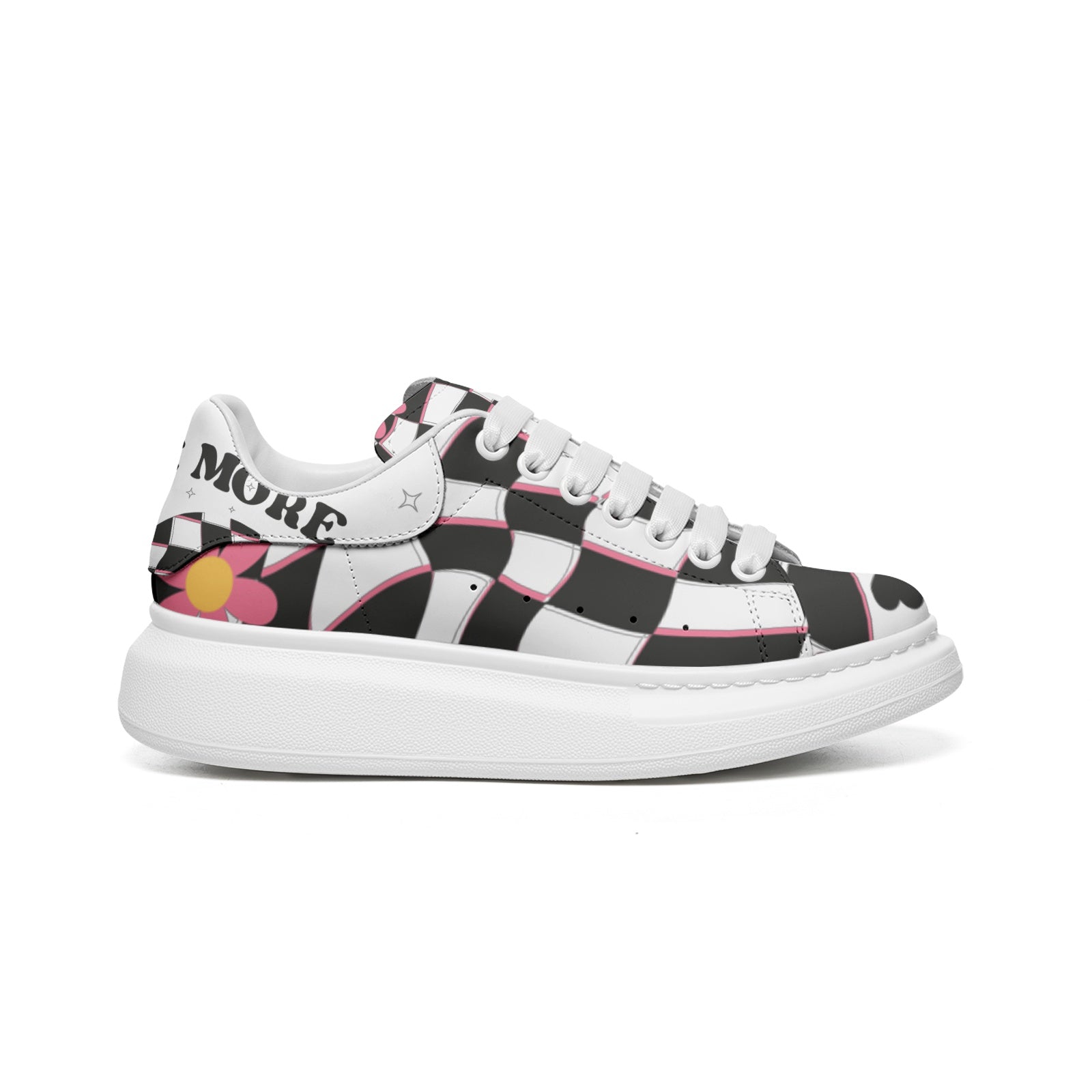 Unisex Non Slip Lace Up Faux Leather Sneakers