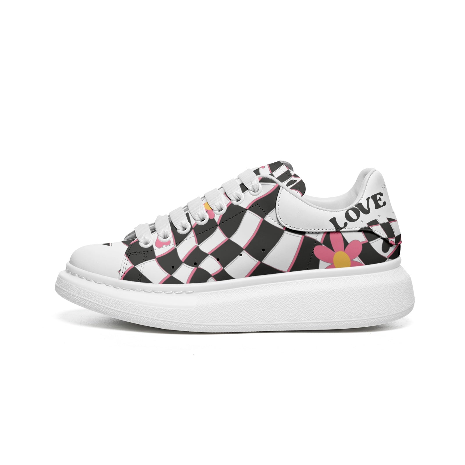 Unisex Non Slip Lace Up Faux Leather Sneakers