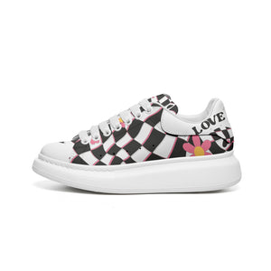 Unisex Non Slip Lace Up Faux Leather Sneakers