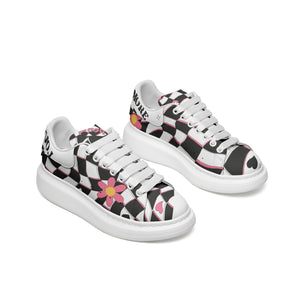 Unisex Non Slip Lace Up Faux Leather Sneakers