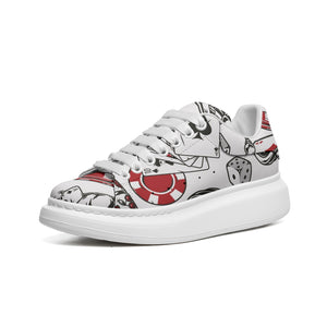 Unisex Non Slip Lace Up Faux Leather Sneakers