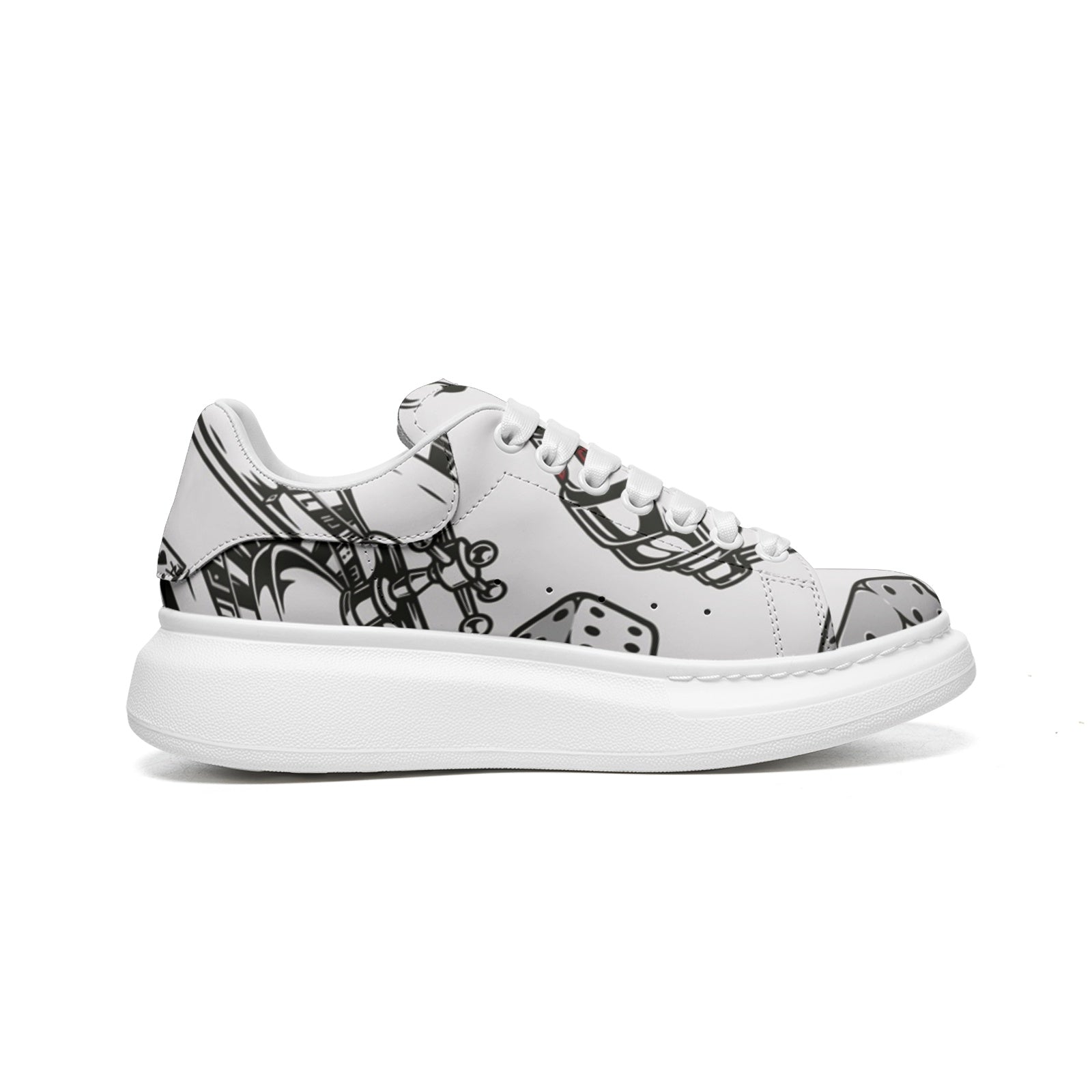 Unisex Non Slip Lace Up Faux Leather Sneakers