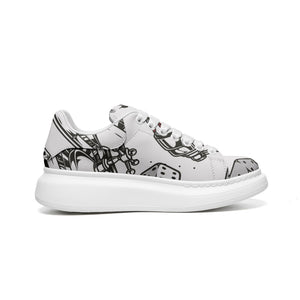 Unisex Non Slip Lace Up Faux Leather Sneakers