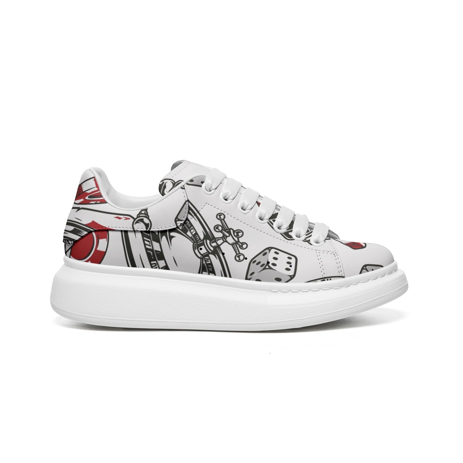 Unisex Non Slip Lace Up Faux Leather Sneakers