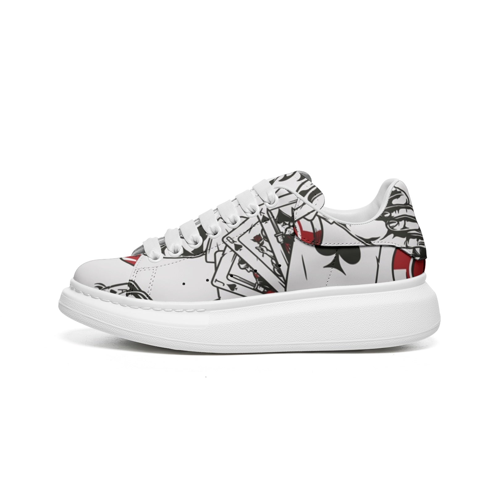 Unisex Non Slip Lace Up Faux Leather Sneakers