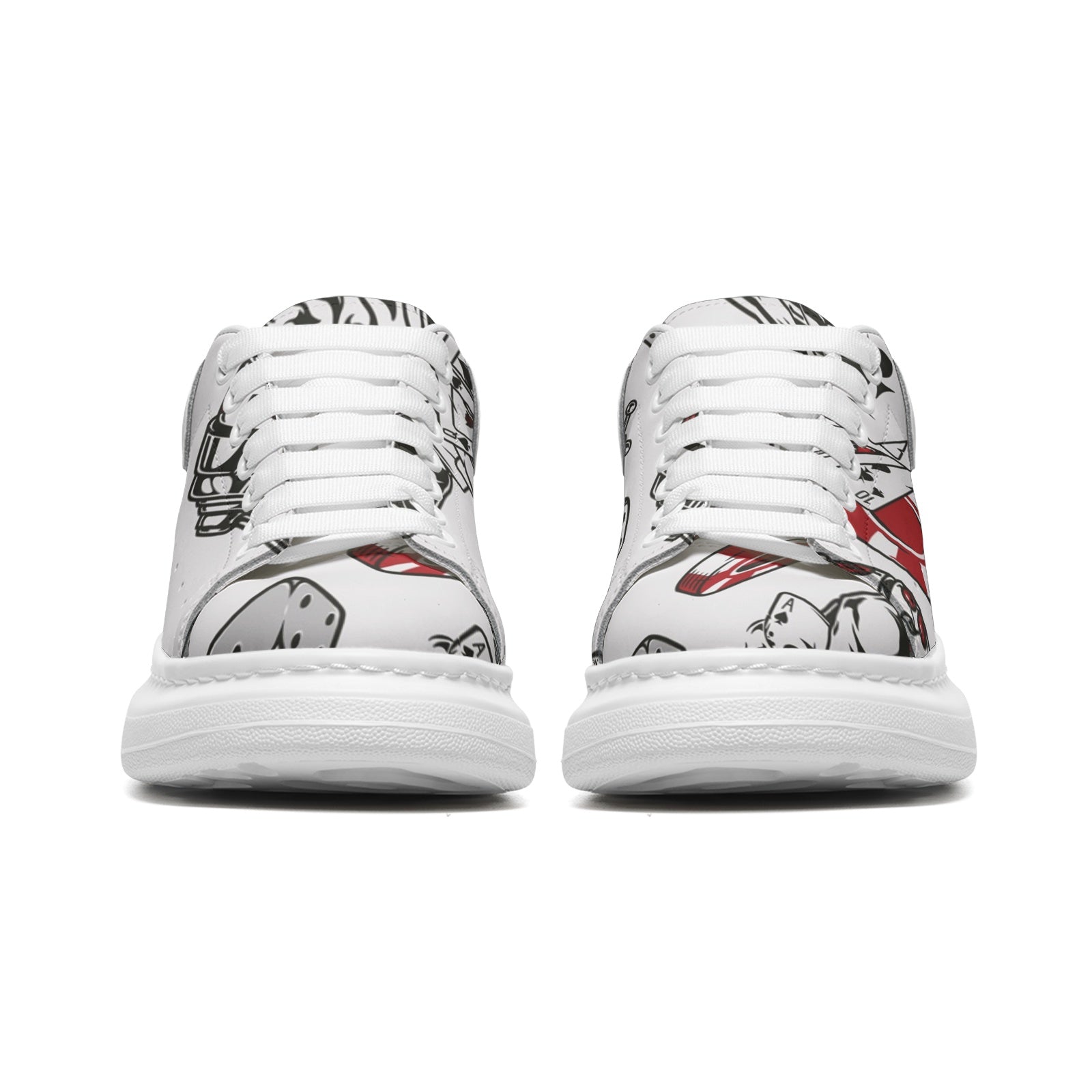 Unisex Non Slip Lace Up Faux Leather Sneakers