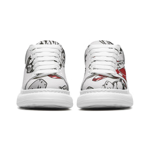 Unisex Non Slip Lace Up Faux Leather Sneakers