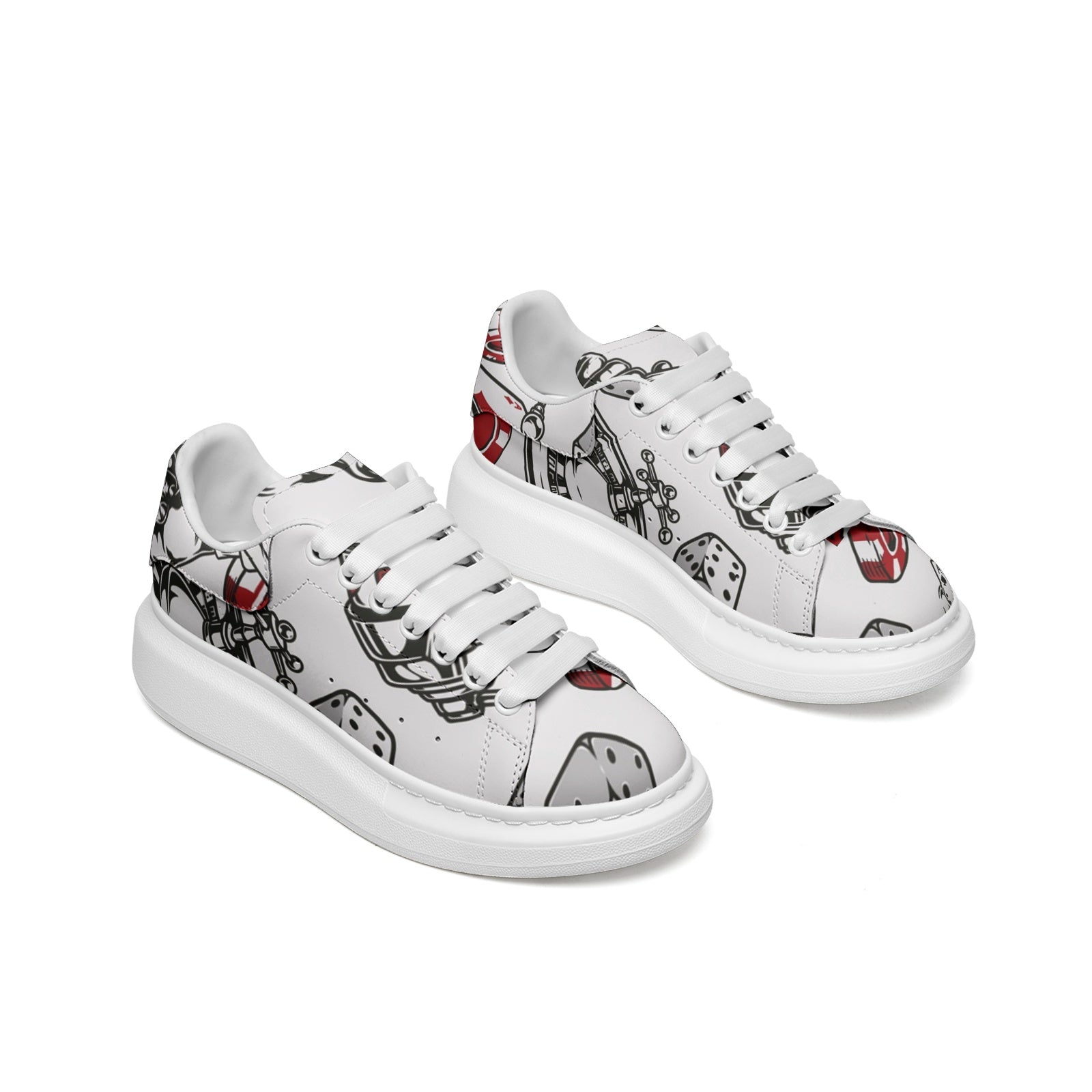 Unisex Non Slip Lace Up Faux Leather Sneakers