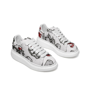 Unisex Non Slip Lace Up Faux Leather Sneakers