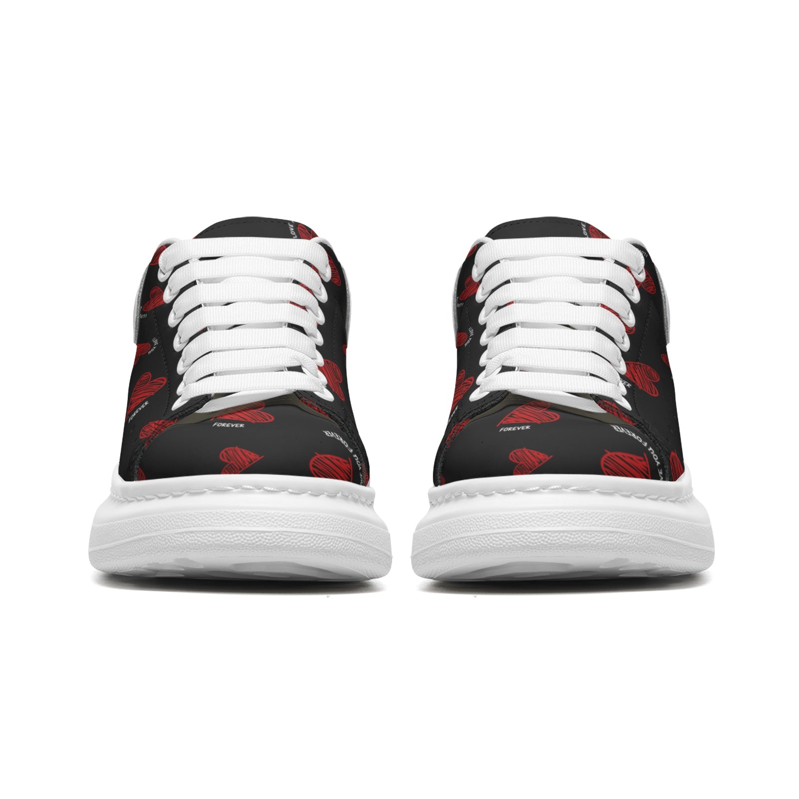 Unisex Non Slip Lace Up Faux Leather Sneakers