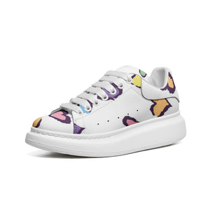 Unisex Non Slip Lace Up Faux Leather Sneakers
