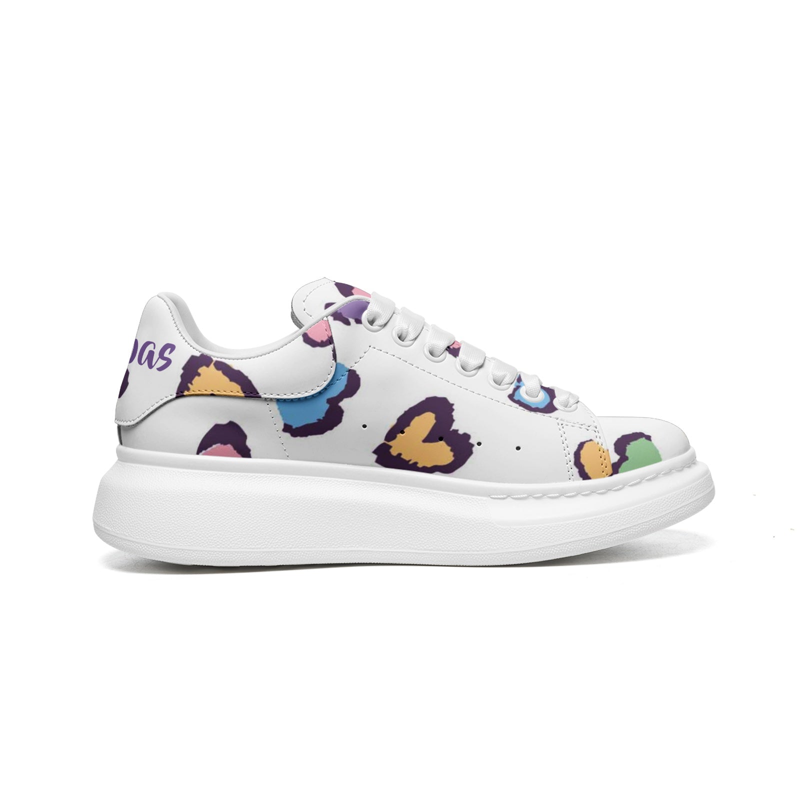 Unisex Non Slip Lace Up Faux Leather Sneakers