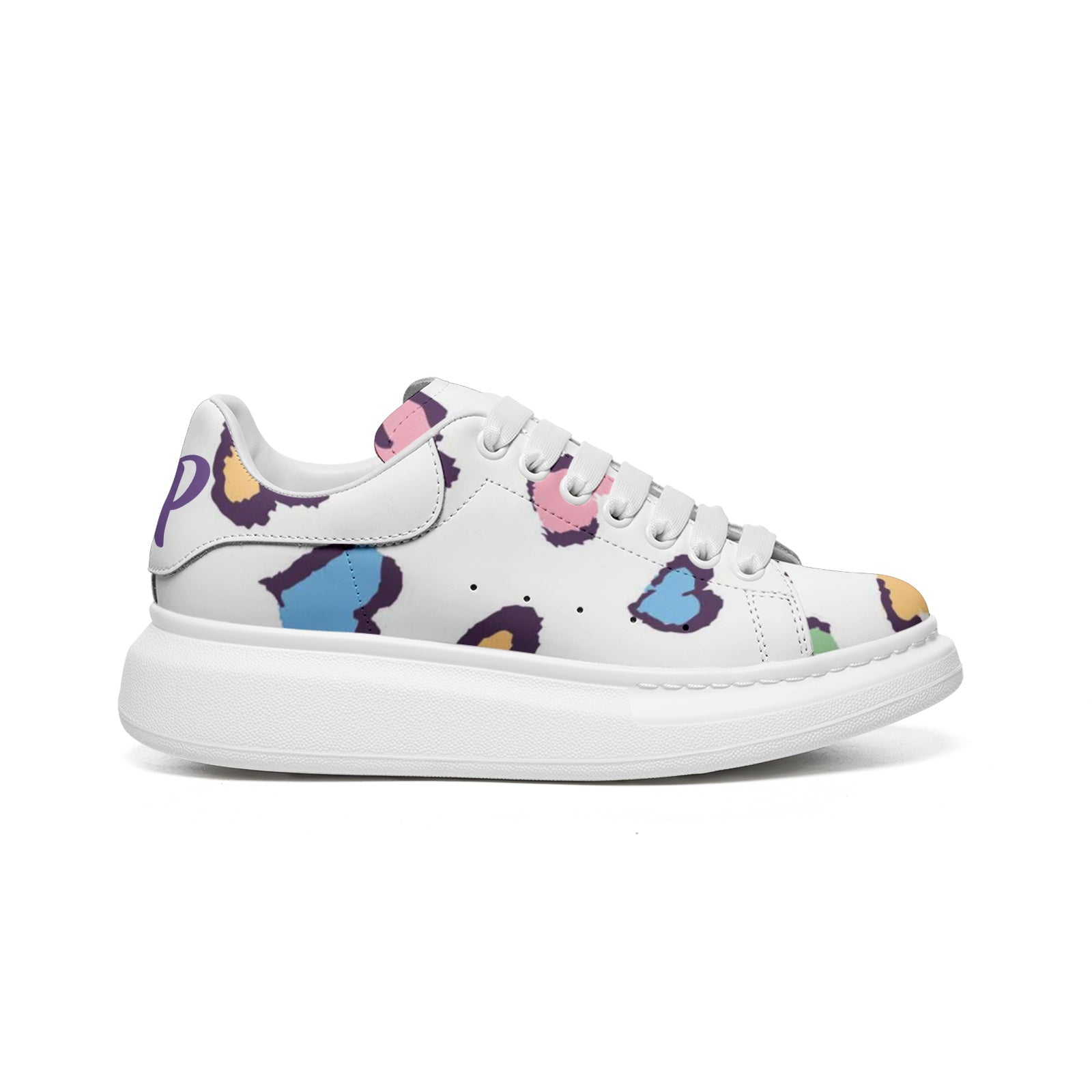 Unisex Non Slip Lace Up Faux Leather Sneakers