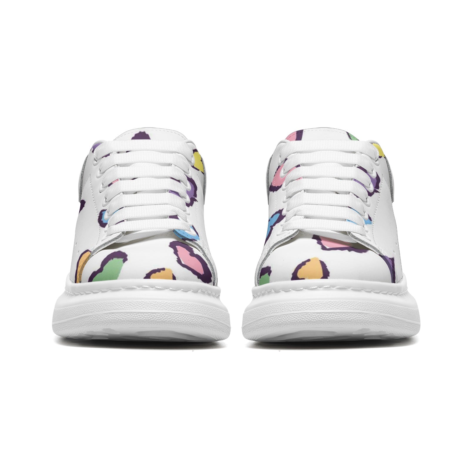 Unisex Non Slip Lace Up Faux Leather Sneakers