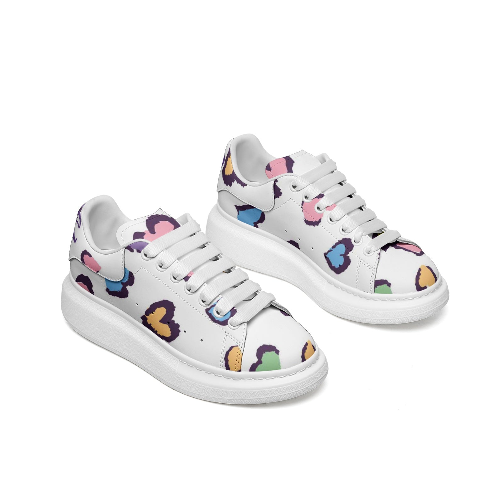 Unisex Non Slip Lace Up Faux Leather Sneakers