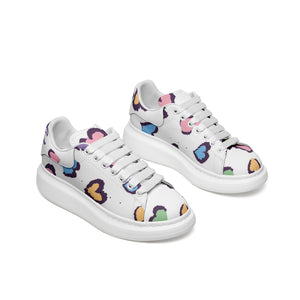 Unisex Non Slip Lace Up Faux Leather Sneakers