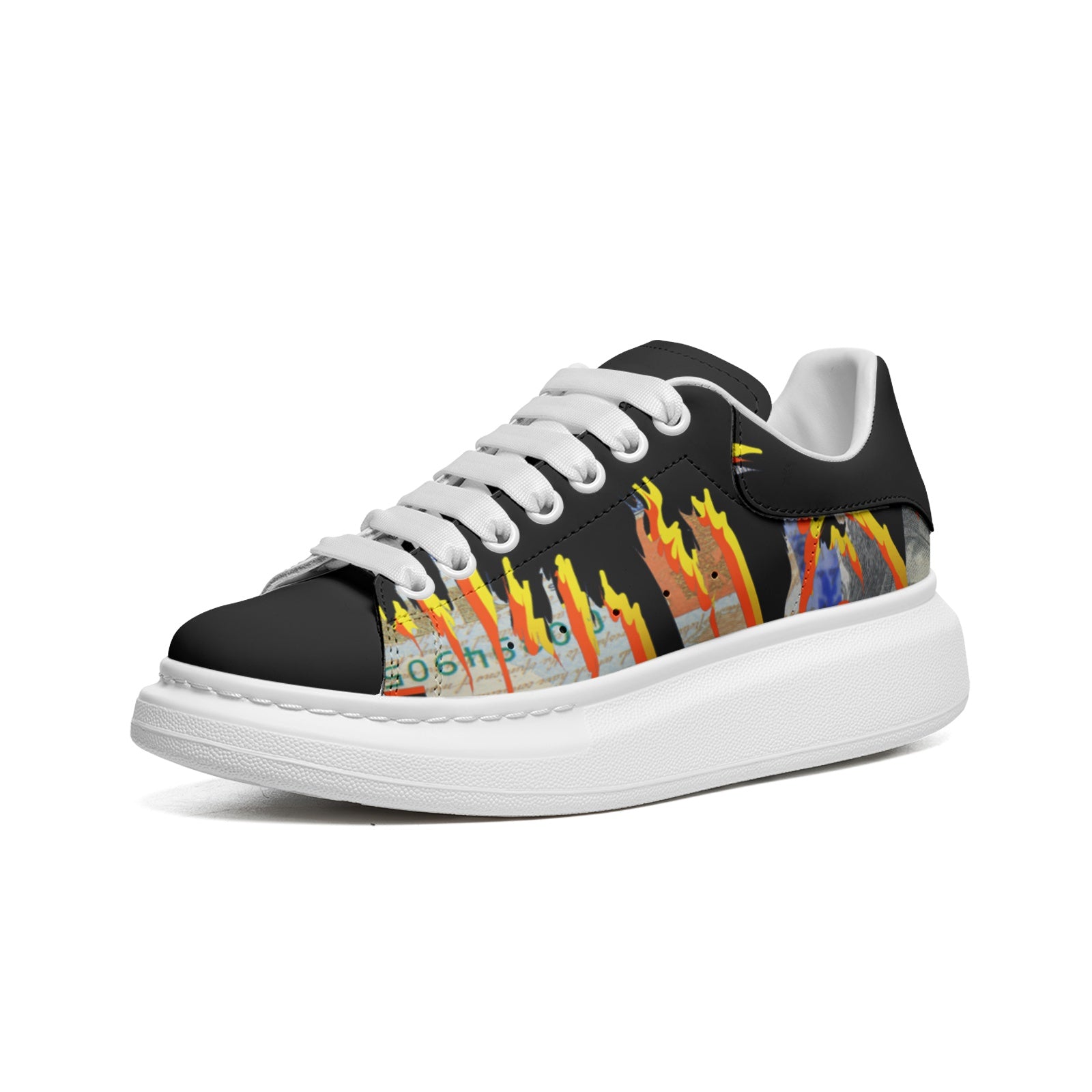 Unisex Non Slip Lace Up Faux Leather Sneakers