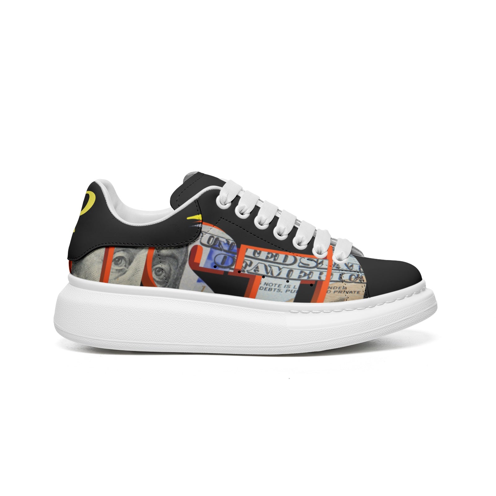 Unisex Non Slip Lace Up Faux Leather Sneakers