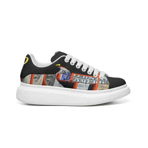 Unisex Non Slip Lace Up Faux Leather Sneakers
