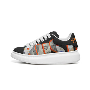 Unisex Non Slip Lace Up Faux Leather Sneakers