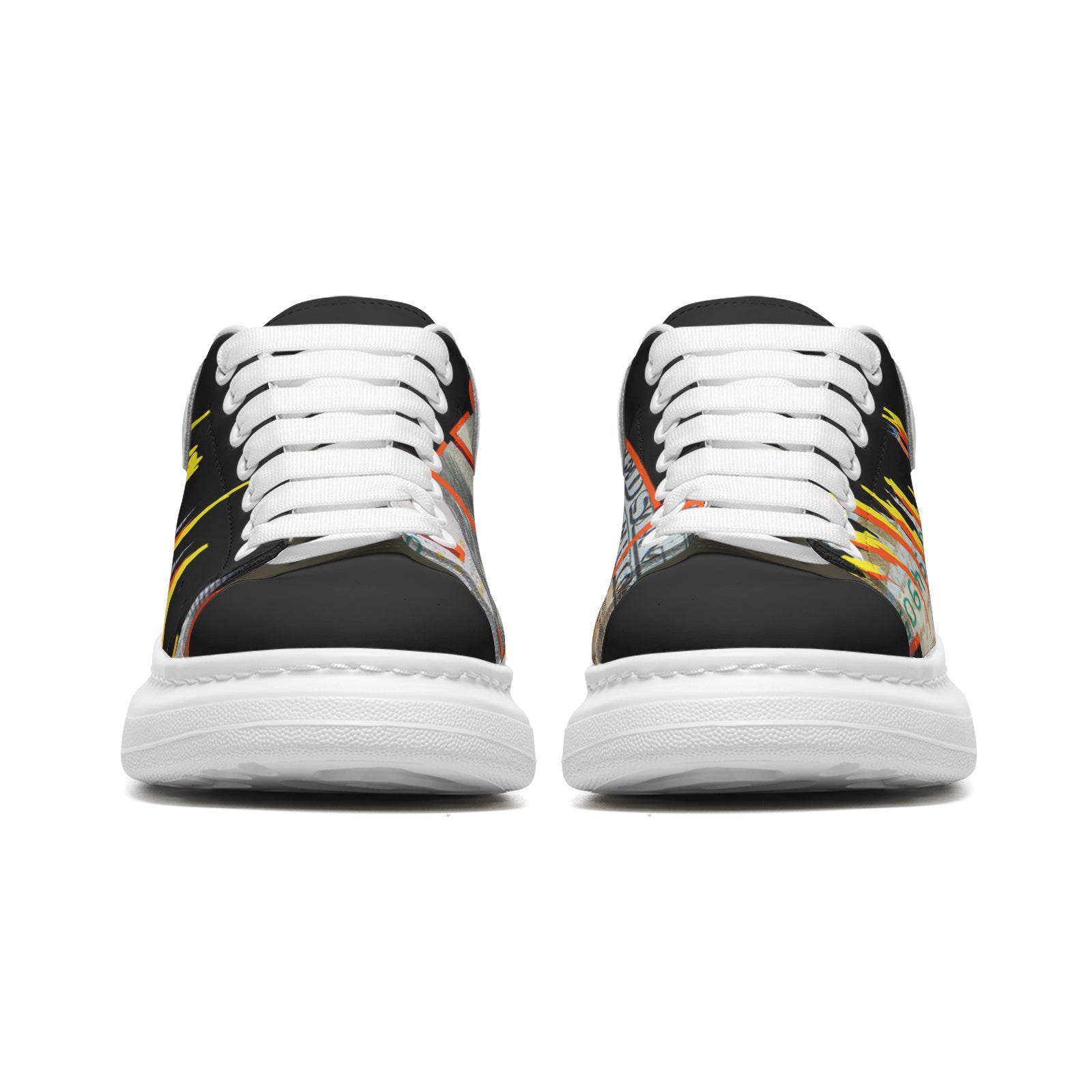 Unisex Non Slip Lace Up Faux Leather Sneakers