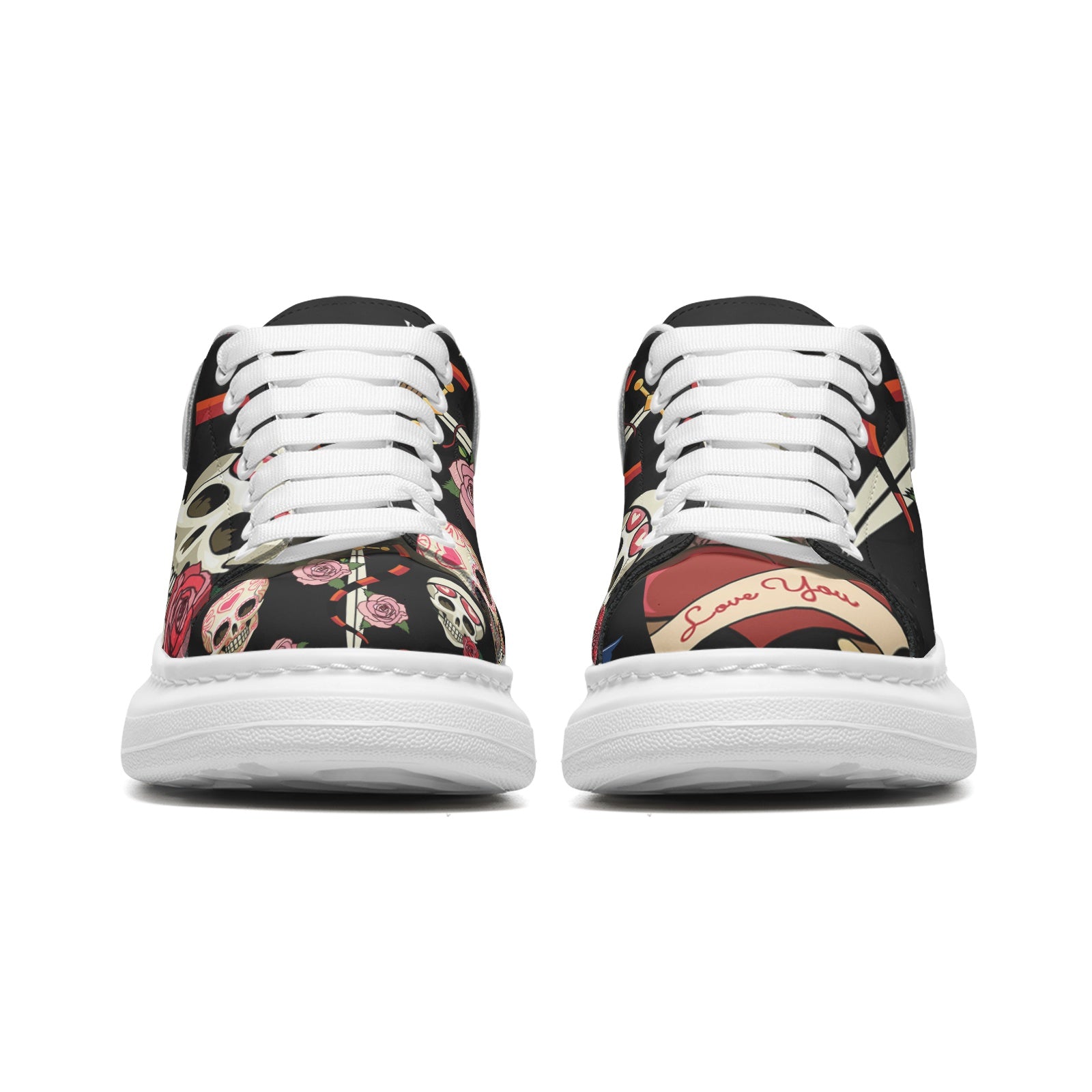 Unisex Non Slip Lace Up Faux Leather Sneakers