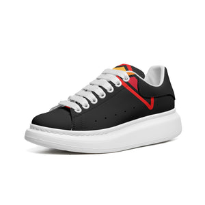 Unisex Non Slip Lace Up Faux Leather Sneakers